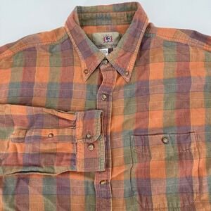 The Territory Ahead Mens XLT Tall Orange Plaid Cotton Button Down Shirt XL-T